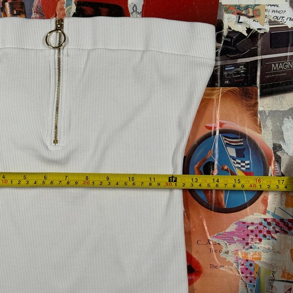 GBG Los Angeles White Ribbed Strapless Tube‎ Top Zipper Front Size M - Picture 4 of 7